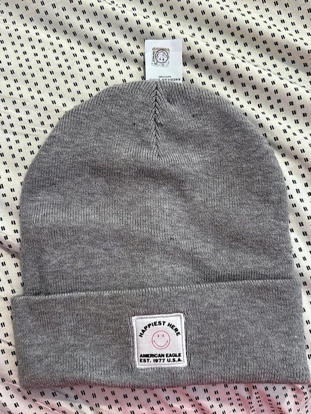American Eagle x Smiley Happiest Here Beanie Gray Beanie